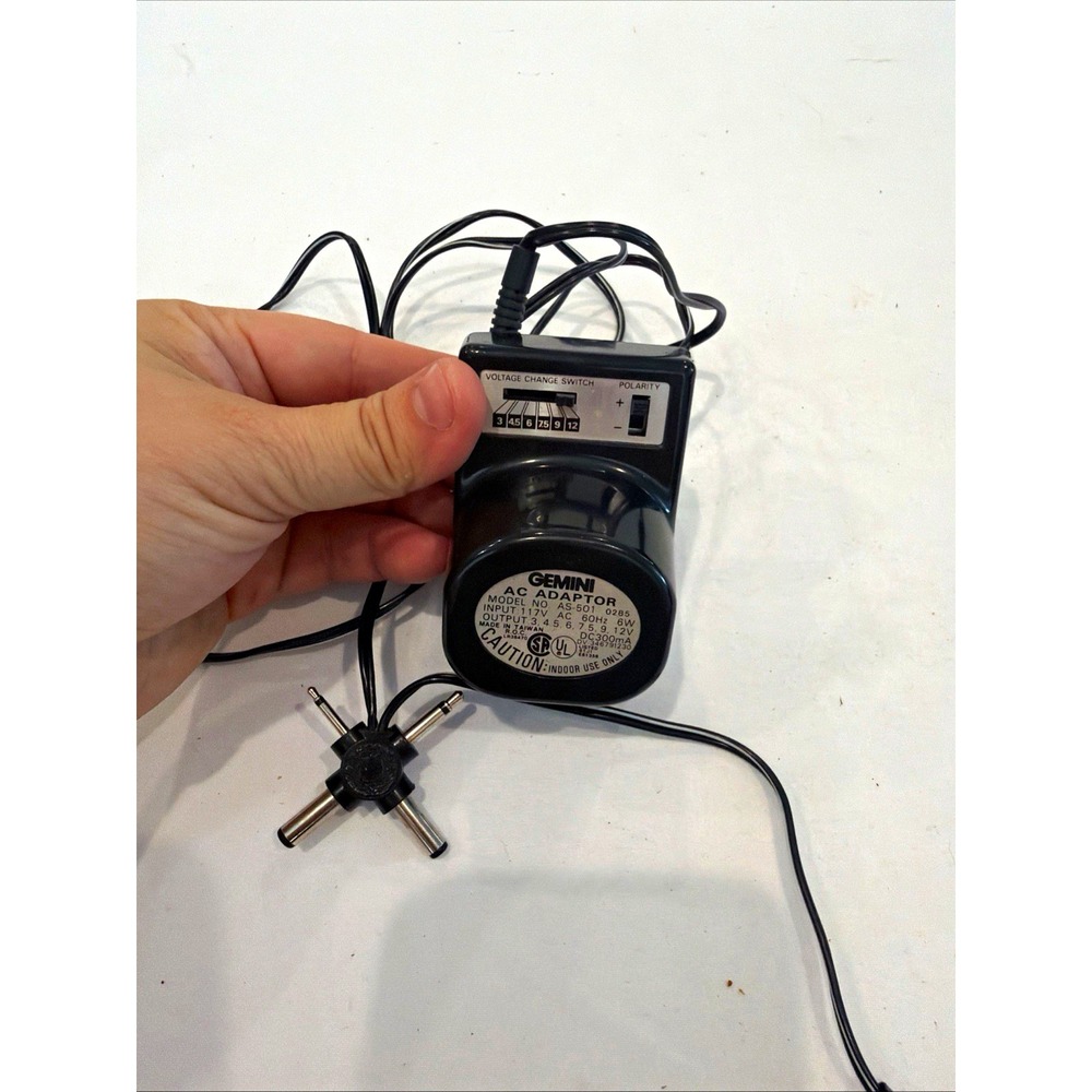 Gemini AS-501 0285 AC Adapter 3-9V Adjustable Polarity Switch 6ft 2.5mm